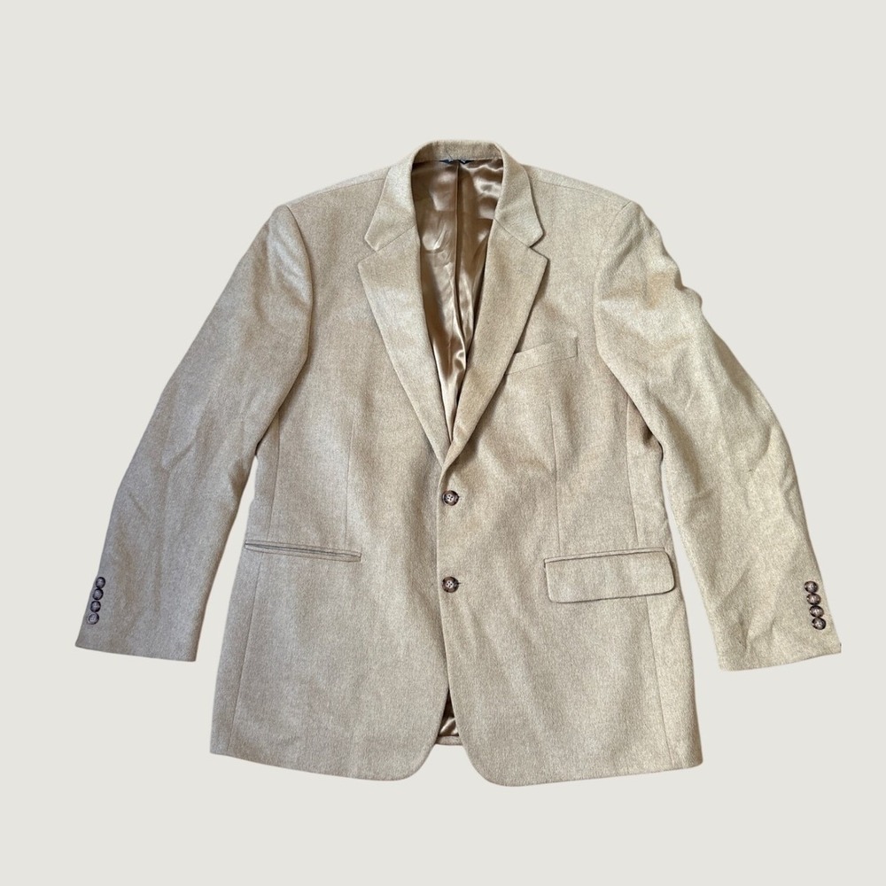 Bill Blass Blazer Sport Coat Mens Tan 100% Camel Hair Vintage SIZE 44L